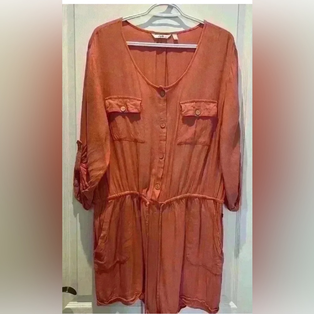 LA VIE EN ROSE Blush/Pale Coral Collared Jumpsuit with Rolled Sleeves - Picture 2 of 10